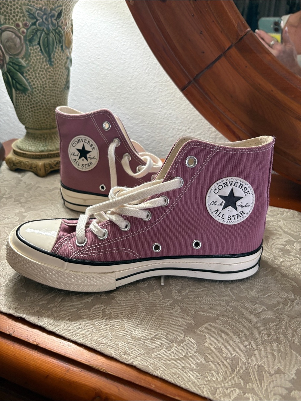Converse All Star High Top Sneakers in Dusty Mauve and White